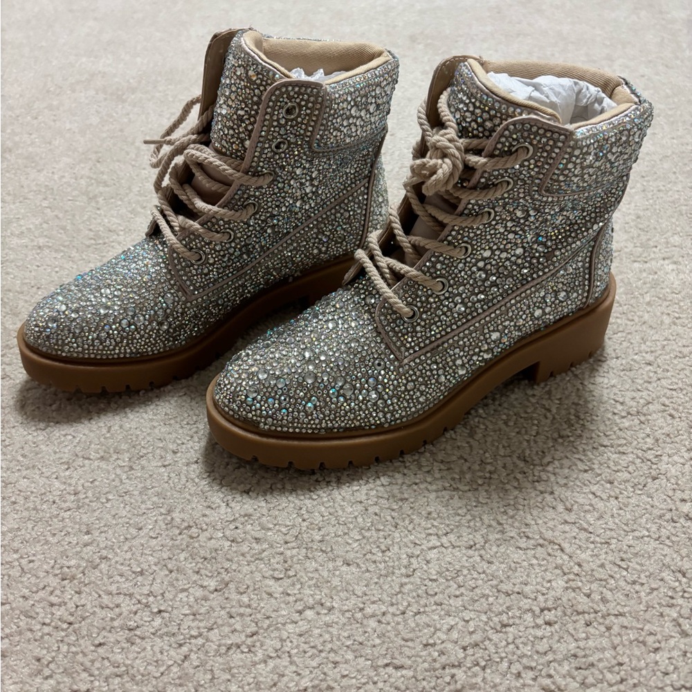 Betsey Johnson Sparkling Silver Ankle Boots